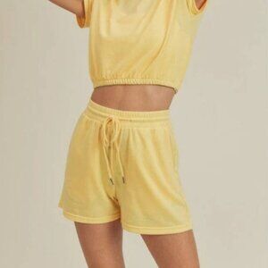 Kimberly C Crop Short Sleeve Shirt & Sweatshort Set  5118  NWT Boutique